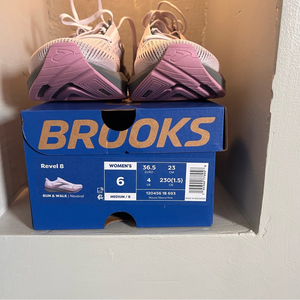Brooks Revel 8 Women’s Running Shoes Size 6 New With Box Mauve Pink